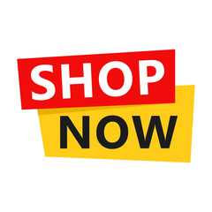Shop Now sale label. Vector illustration. Isolated on white background