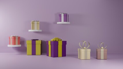 3d pastel gift box on soft blue background
