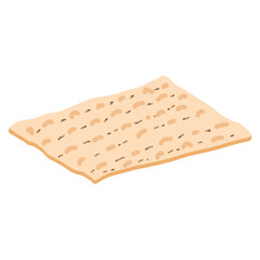 Matzah or matzo, unleavened bread for Pesach, Jewish holiday of Passover, isolated on white background, design element