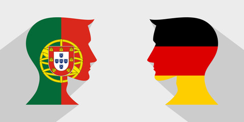 face to face concept. portugal vs germany. vector illustration