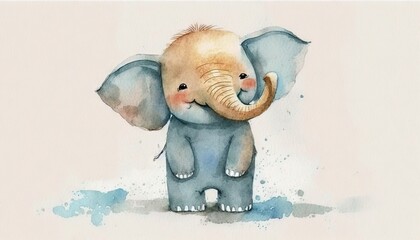  a watercolor painting of an elephant with tusks and a tusk on it's head, standing on a white background.  generative ai