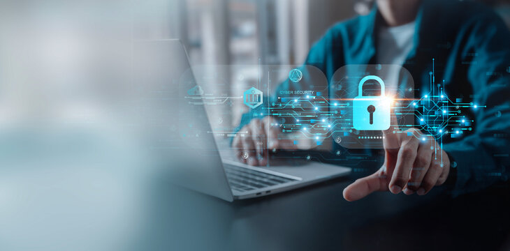 User authentication system with username and password, cybersecurity concept,global network security technology, business people protect personal information. cybersecurity concept.	
