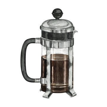recommend clip art: Watercolour coffee maker drink hand drawn illustrations