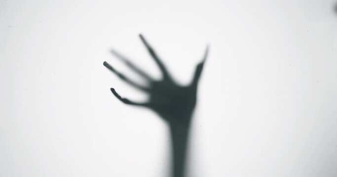 Shadow of a zombie hand on white background
