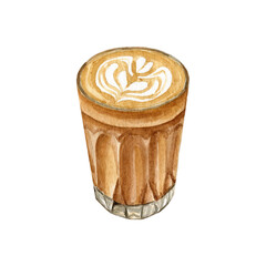 Watercolour coffee drink hand drawn illustrations