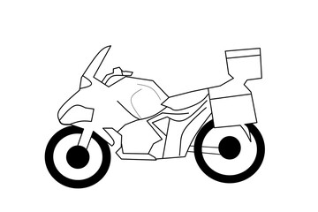 Adventure touring motorcycle sketch on white background. Vector Illustration.