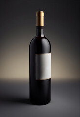 red wine bottle bordeaux, dark background, mockup