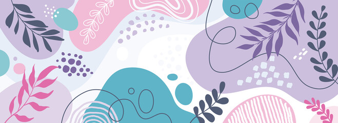 Design banner frame background .Colorful poster background vector illustration.Exotic plants, branches,art print for beauty, fashion and natural products,wellness, wedding and event.