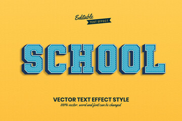 School retro vintage text style effect editable