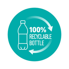 Recycle plastic bottle vector icon logo badge