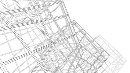 Abstract geometric structure on white background