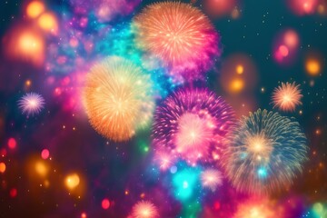Fototapeta premium fireworks in the night sky- Generative Ai