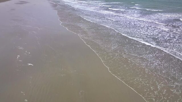 Dunkirk beach. Windy day. Cinematic drone flight