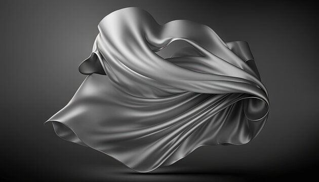  a black and white photo of a cloth draped over a piece of cloth on a black background with a shadow of the fabric covering the fabric.  generative ai