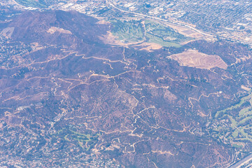 Hollywood, Los Angeles, California, USA:   Aerial view of Mount Lee overlooking Hollywood