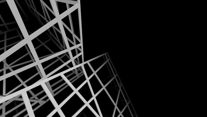Abstract geometric structure on black background