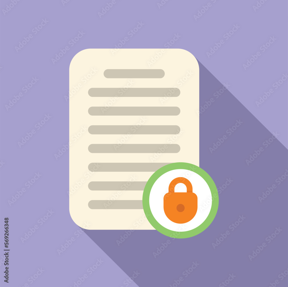 Poster document ssl certificate icon flat vector. web secure. safety network