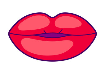 Illustration of lips. Colorful cute icon. Creative symbol in cartoon style.