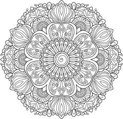  Mandala pattern  line art,  vector illustration