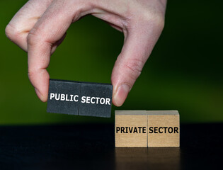 Hand selects cubes with the expression 'public sector' instead of cubes with the text 'private sector'.
