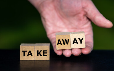 Cubes form the expression 'take away'.