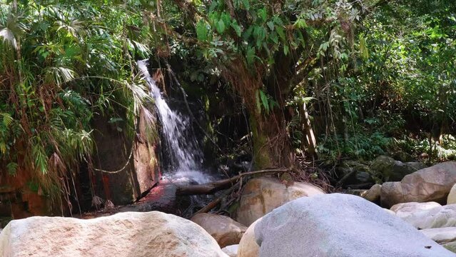 Water Flows Through Rocks in the Pristine Nus River
