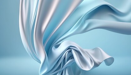  a blue and white background with a flowing white cloth on it's side and a light blue background with a light blue background and white backdrop.  generative ai