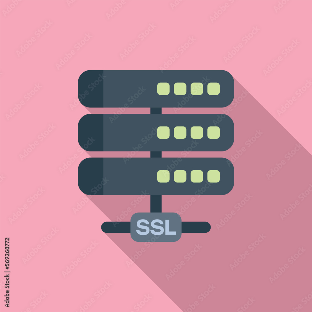 Poster ssl certificate server icon flat vector. network security. safety data