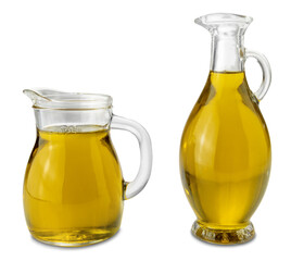 Extra virgin olive oil in 250 ml glass jug and in Egyptian-style glass cruet