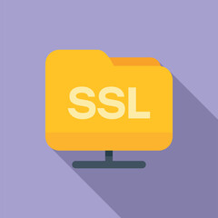 Folder SSL certificate icon flat vector. Security data. Web safe