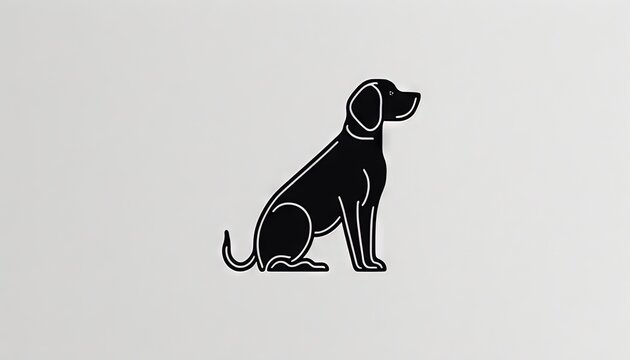  a black dog sitting on top of a white wall next to a black and white wall mounted clock with a black dog on it's face.  generative ai