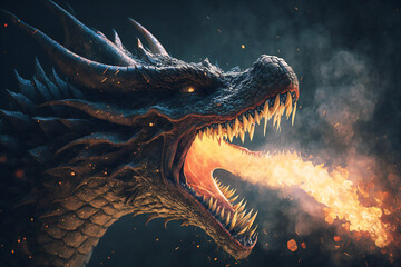 Dragon - Mythology creature - fantasy illustration - wyvern - Generative AI
