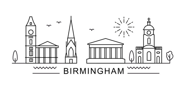 Birmingham City Line View. Poster print minimal design. United Kingdom