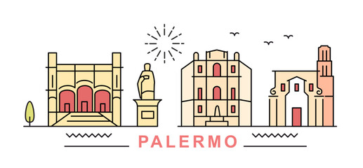 Naklejka premium Palermo City Line View. Poster print minimal design. Italy