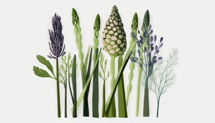  a group of plants with different colors and sizes of them on a white background with a white background and a white background with a white background.  generative ai