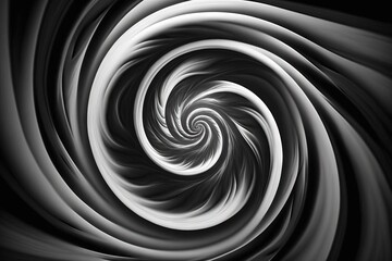  a black and white photo of a spiral of lines and curves in the center of a black and white photo with a white center in the middle.  generative ai