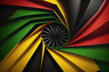  a colorful abstract background with a spiral design in red, yellow, green, and black colors with a black center in the middle of the image.  generative ai