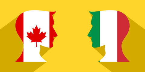 face to face concept. canada vs italy. vector illustration