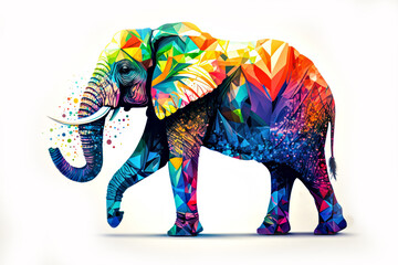 Elephant. Abstract colorful polygonal animal. 
