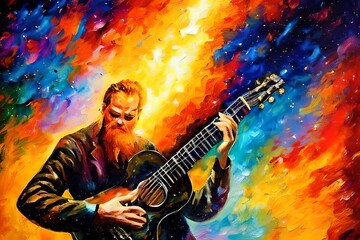 Obraz na płótnie Canvas An expensive painting Illustration of a man playing guitar
