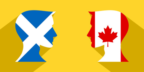 face to face concept. scotland vs canada. vector illustration