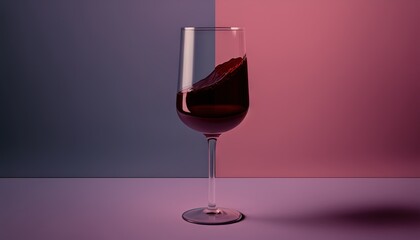  a glass of red wine with a slice of red wine on the side of the glass and a half of the wine in the glass.  generative ai