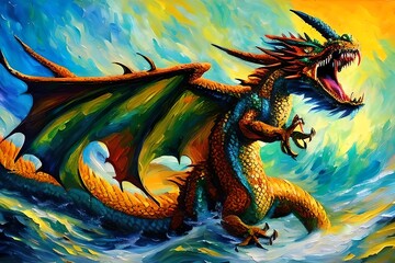 Fototapeta premium An expensive painting Illustration of an dragon