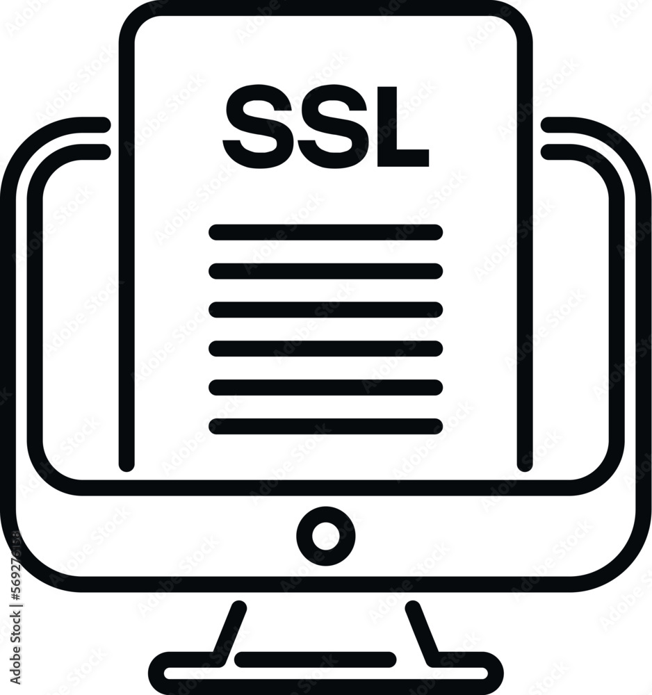 Poster online ssl certificate icon outline vector. web data. secure data