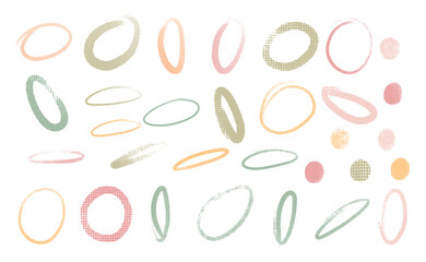 Set of hand drawn organic oval shapes