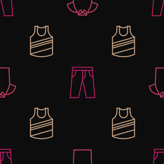 Set line Polo shirt, Undershirt and Pants on seamless pattern. Vector