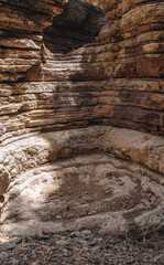 Plunge pool at the bottom of empty river valley inside of Jacob's Canyon