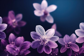 glass, translucent flowers on a dark background