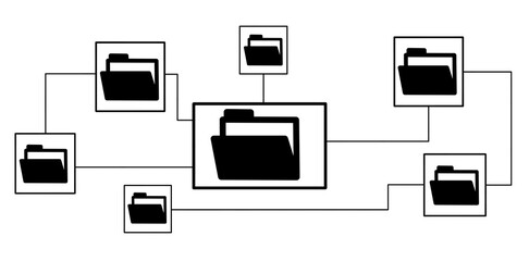 Electronic documents. isolated folders. Interaction with folders and documents. Virtual data storage.