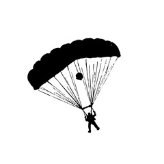 silhouettes of skydiving in the air